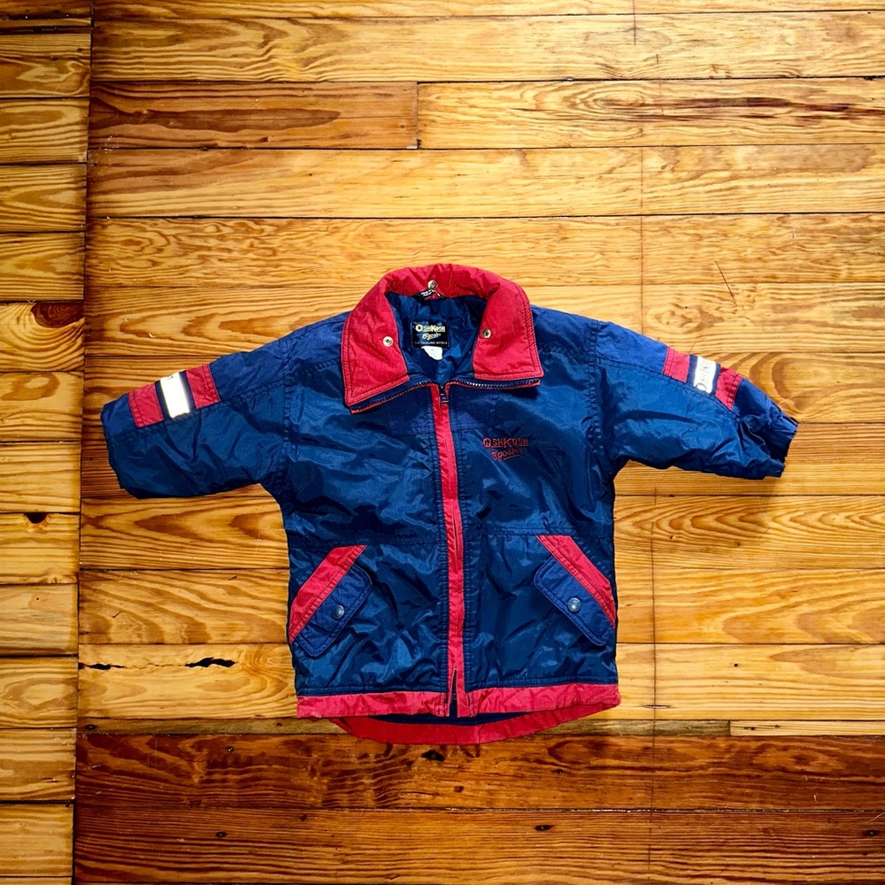 Vintage OshKosh B'gosh Blue and Red Kids Puffer Jacket